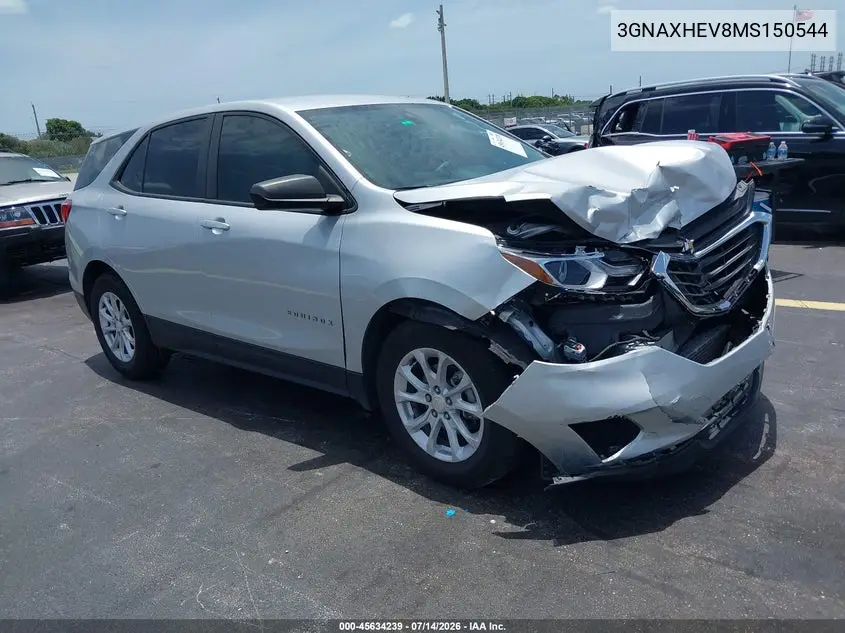 2021 Chevrolet Equinox Fwd Ls VIN: 3GNAXHEV8MS150544 Lot: 45634239