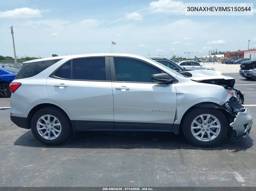 2021 Chevrolet Equinox Fwd Ls VIN: 3GNAXHEV8MS150544 Lot: 45634239