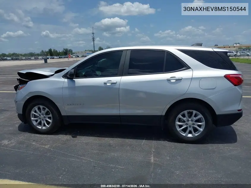 2021 Chevrolet Equinox Fwd Ls VIN: 3GNAXHEV8MS150544 Lot: 45634239