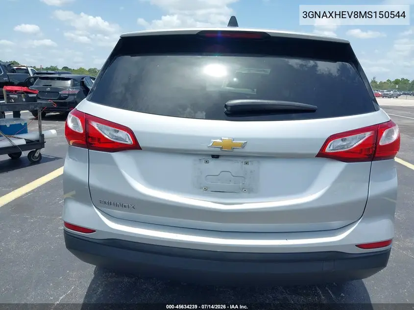 2021 Chevrolet Equinox Fwd Ls VIN: 3GNAXHEV8MS150544 Lot: 45634239