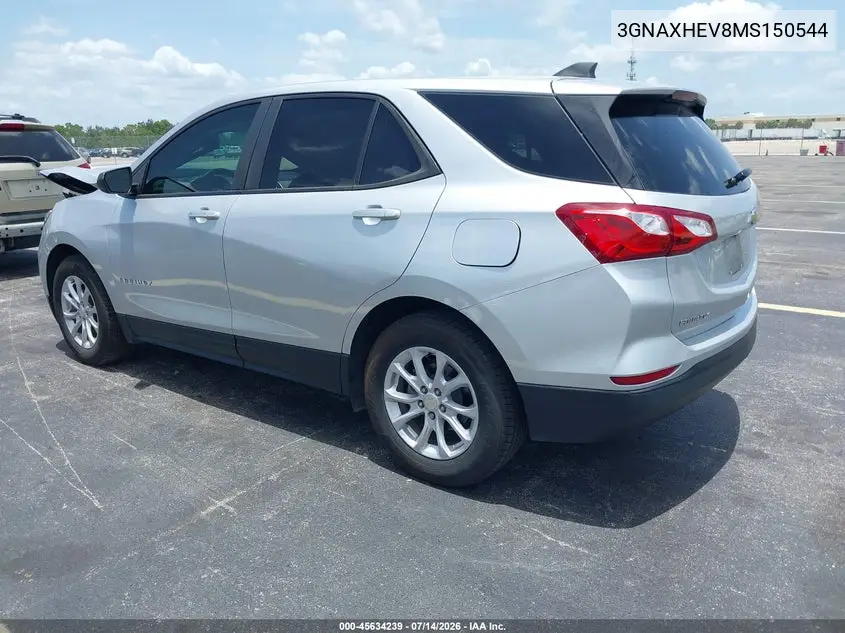 2021 Chevrolet Equinox Fwd Ls VIN: 3GNAXHEV8MS150544 Lot: 45634239