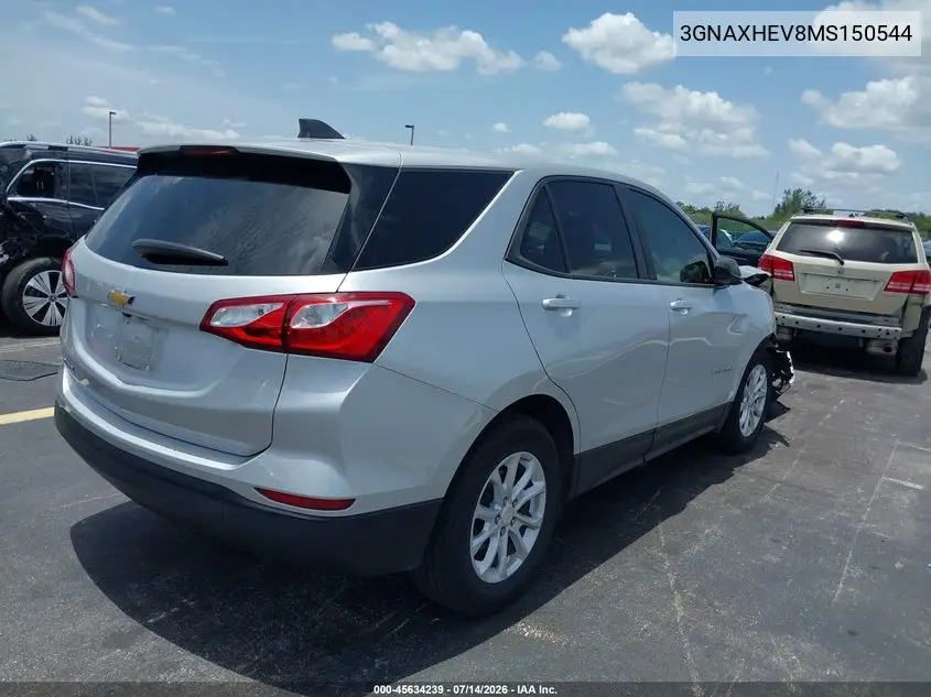 2021 Chevrolet Equinox Fwd Ls VIN: 3GNAXHEV8MS150544 Lot: 45634239