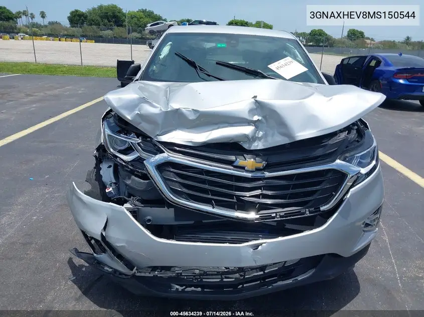 2021 Chevrolet Equinox Fwd Ls VIN: 3GNAXHEV8MS150544 Lot: 45634239
