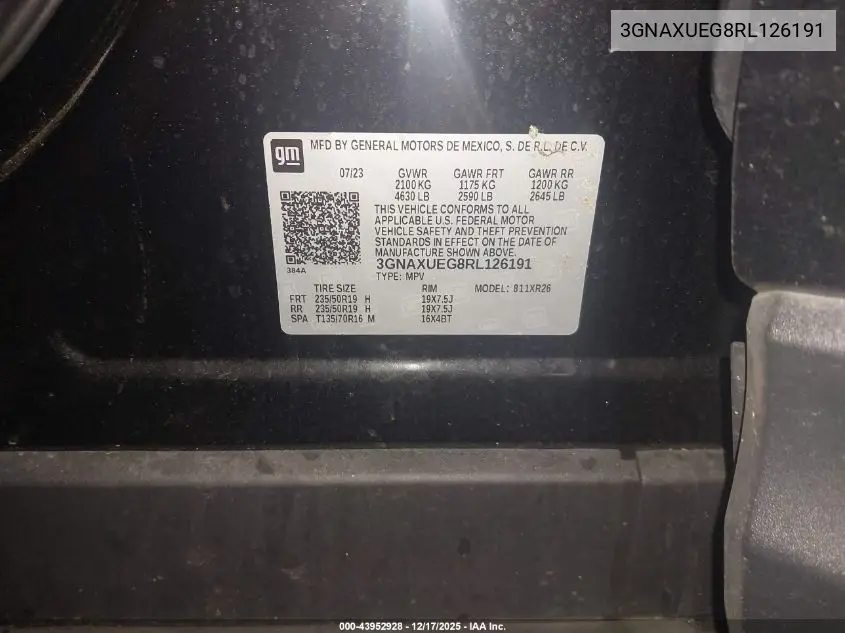 3GNAXUEG8RL126191 2024 Chevrolet Equinox Awd Lt