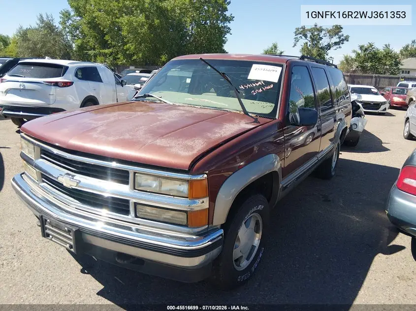 1998 Chevrolet Suburban 1500 VIN: 1GNFK16R2WJ361353 Lot: 45516699