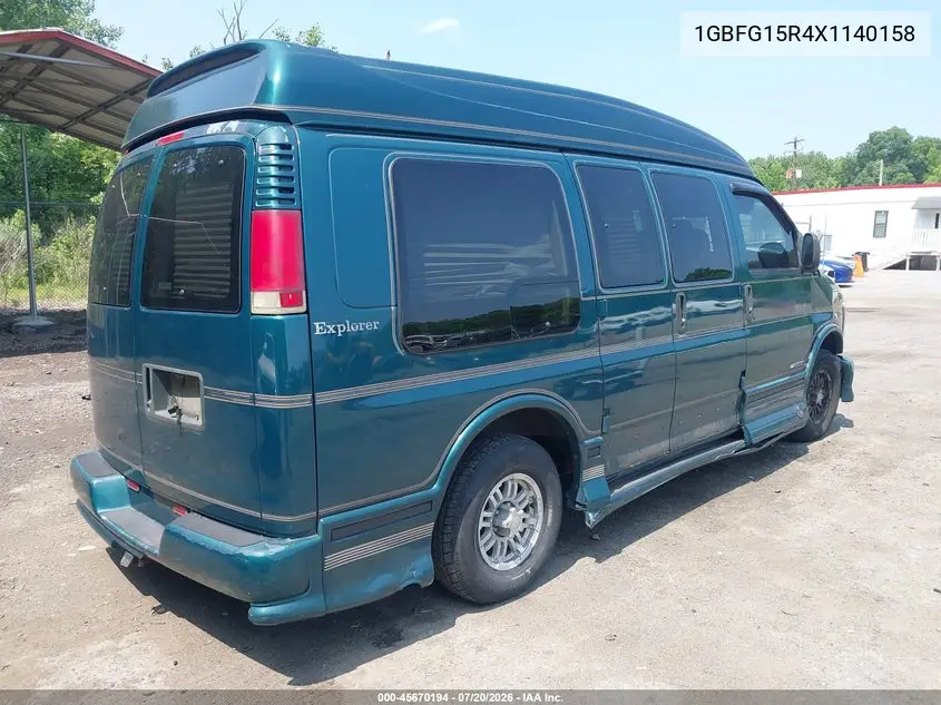 1999 Chevrolet Express Van VIN: 1GBFG15R4X1140158 Lot: 45670194