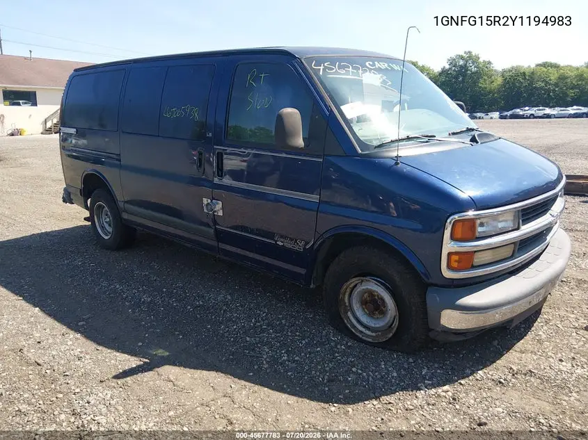 2000 Chevrolet Express VIN: 1GNFG15R2Y1194983 Lot: 45677783