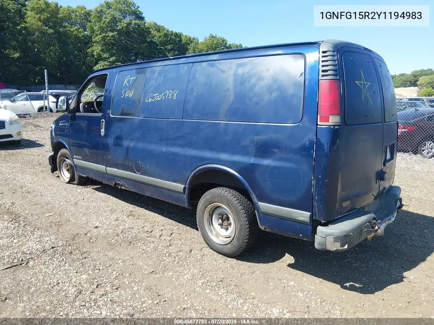2000 Chevrolet Express VIN: 1GNFG15R2Y1194983 Lot: 45677783