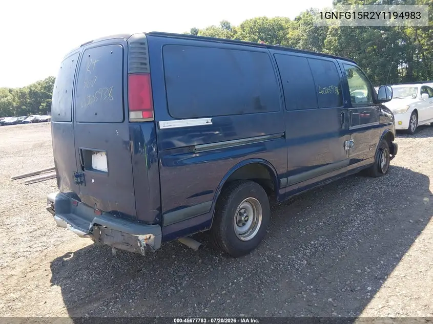 2000 Chevrolet Express VIN: 1GNFG15R2Y1194983 Lot: 45677783