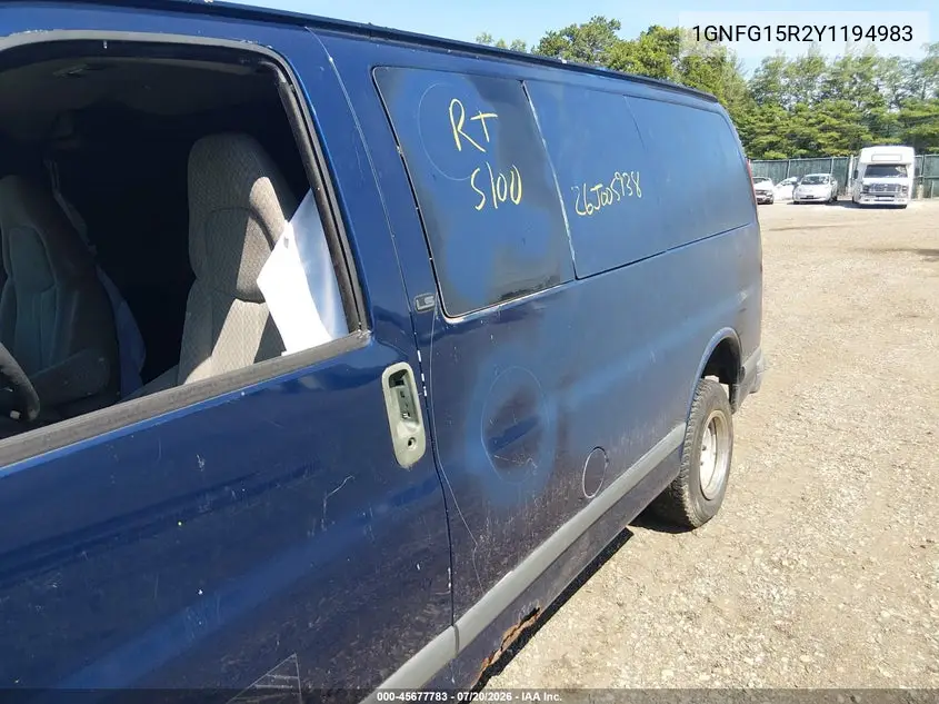 2000 Chevrolet Express VIN: 1GNFG15R2Y1194983 Lot: 45677783