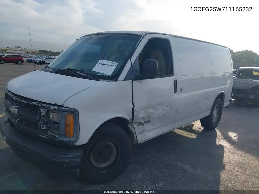 2001 Chevrolet Express VIN: 1GCFG25W711165232 Lot: 45648195