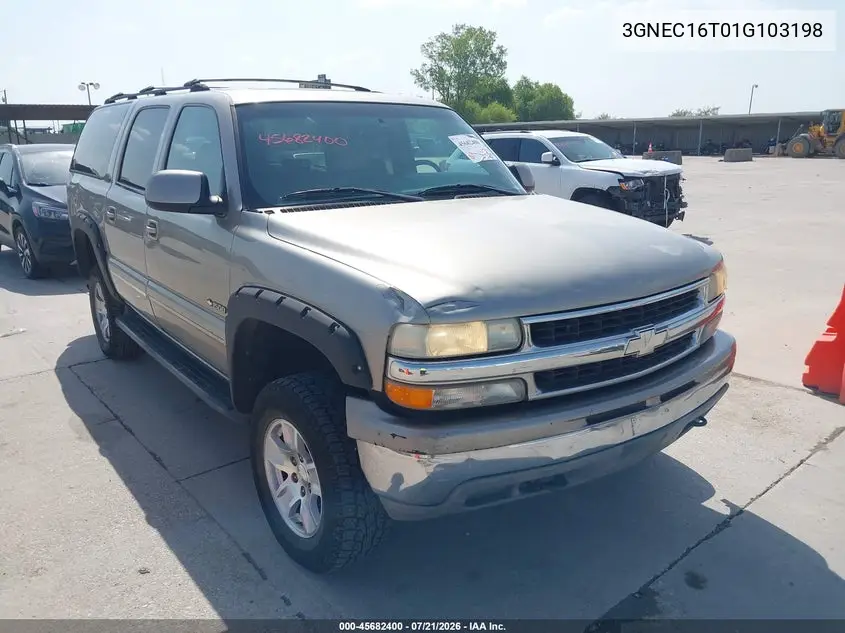 2001 Chevrolet Suburban 1500 Lt VIN: 3GNEC16T01G103198 Lot: 45682400