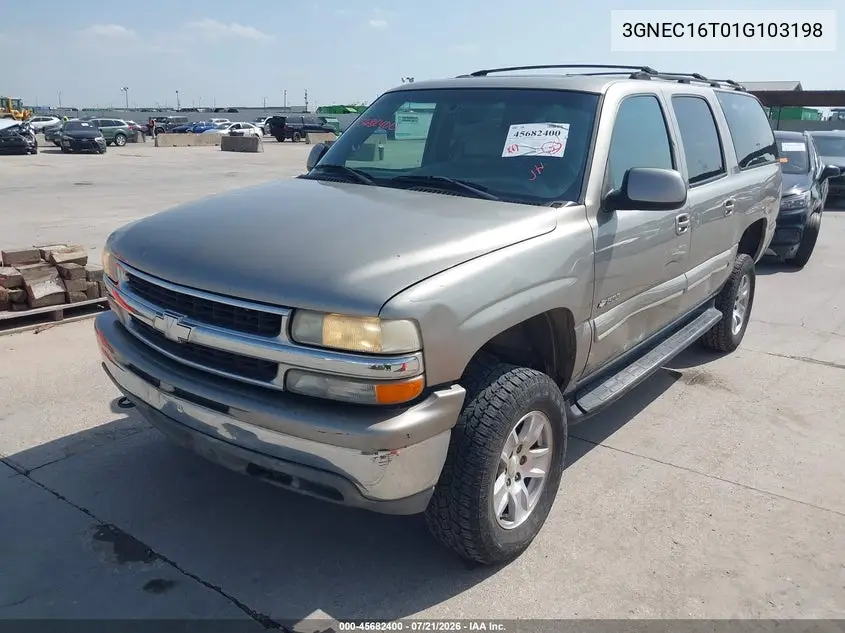 2001 Chevrolet Suburban 1500 Lt VIN: 3GNEC16T01G103198 Lot: 45682400