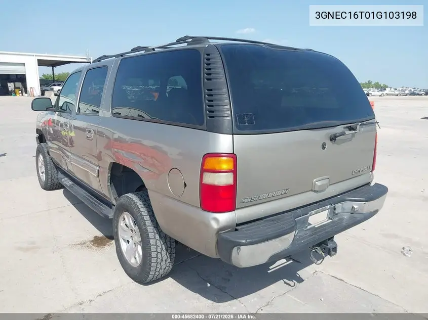 2001 Chevrolet Suburban 1500 Lt VIN: 3GNEC16T01G103198 Lot: 45682400