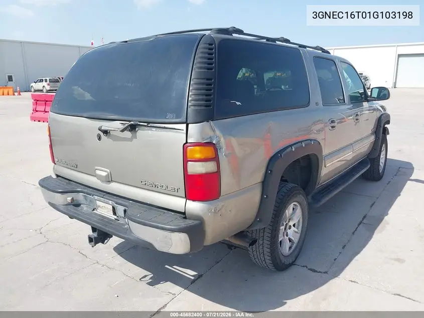 2001 Chevrolet Suburban 1500 Lt VIN: 3GNEC16T01G103198 Lot: 45682400