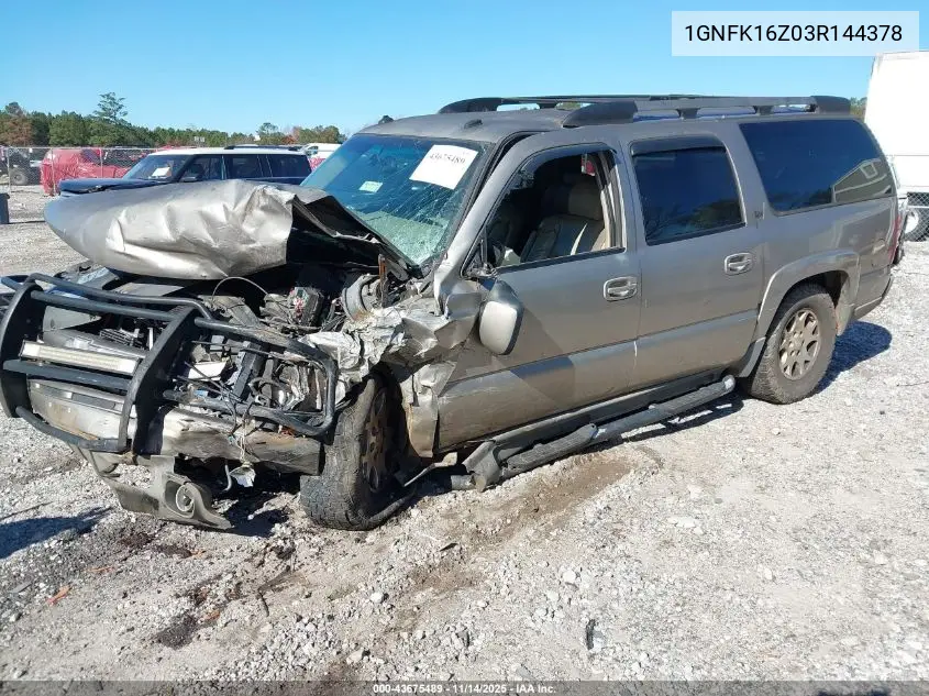 1GNFK16Z03R144378 2003 Chevrolet Suburban 1500 Z71