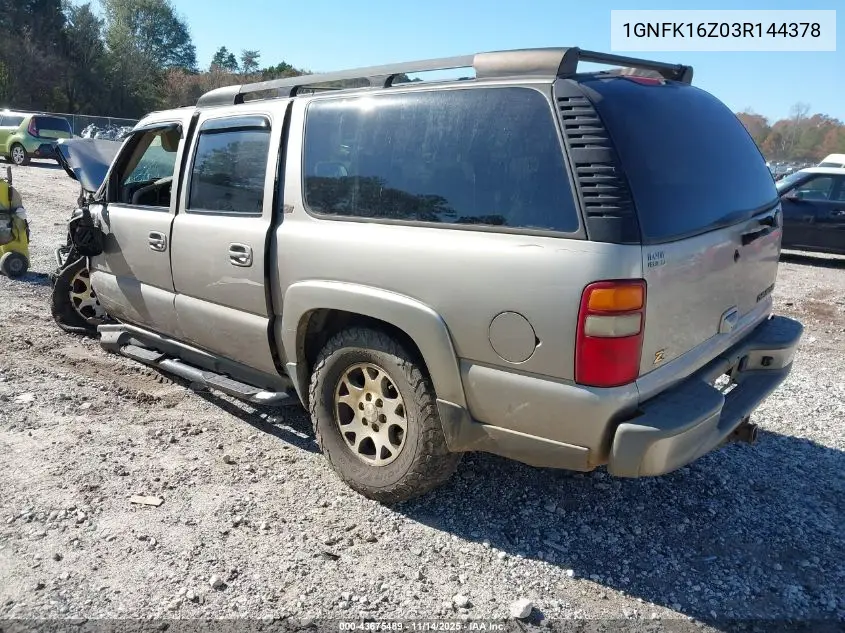 1GNFK16Z03R144378 2003 Chevrolet Suburban 1500 Z71
