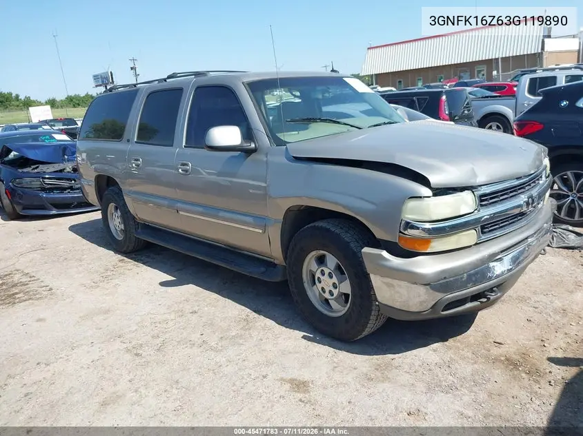 2003 Chevrolet Suburban 1500 Lt VIN: 3GNFK16Z63G119890 Lot: 45471783