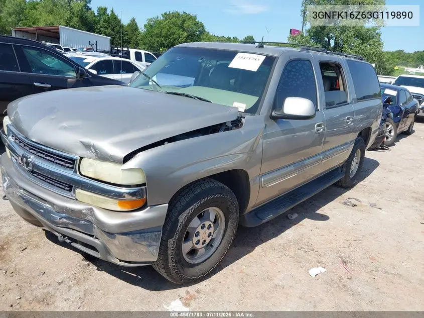 2003 Chevrolet Suburban 1500 Lt VIN: 3GNFK16Z63G119890 Lot: 45471783