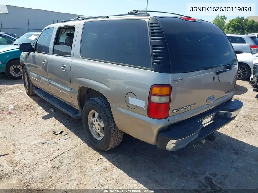 2003 Chevrolet Suburban 1500 Lt VIN: 3GNFK16Z63G119890 Lot: 45471783
