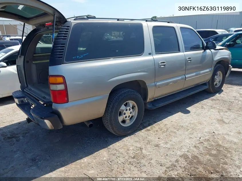 2003 Chevrolet Suburban 1500 Lt VIN: 3GNFK16Z63G119890 Lot: 45471783