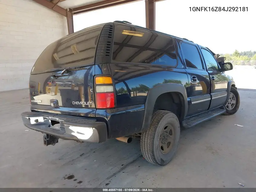 2004 Chevrolet Suburban 1500 Lt VIN: 1GNFK16Z84J292181 Lot: 45557155