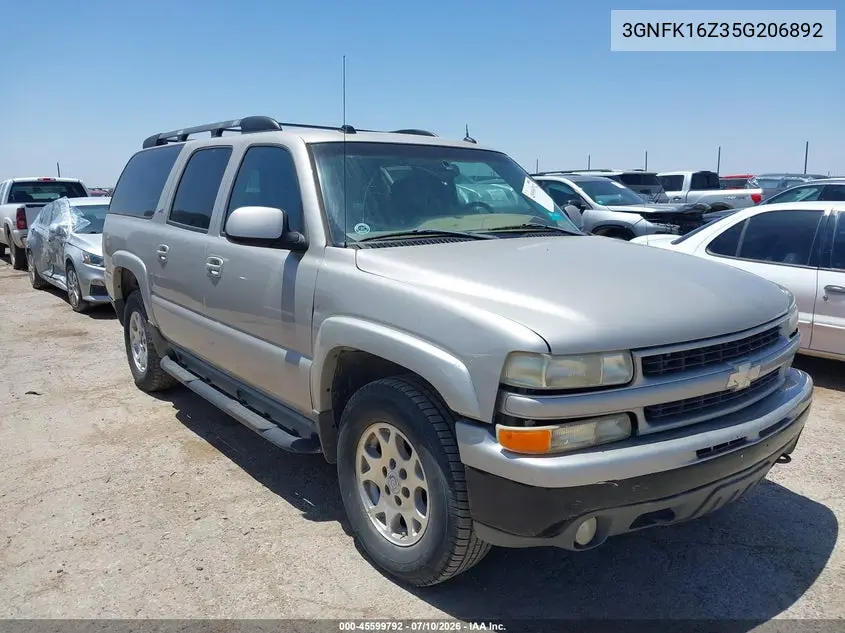 2005 Chevrolet Suburban 1500 Z71 VIN: 3GNFK16Z35G206892 Lot: 45599792