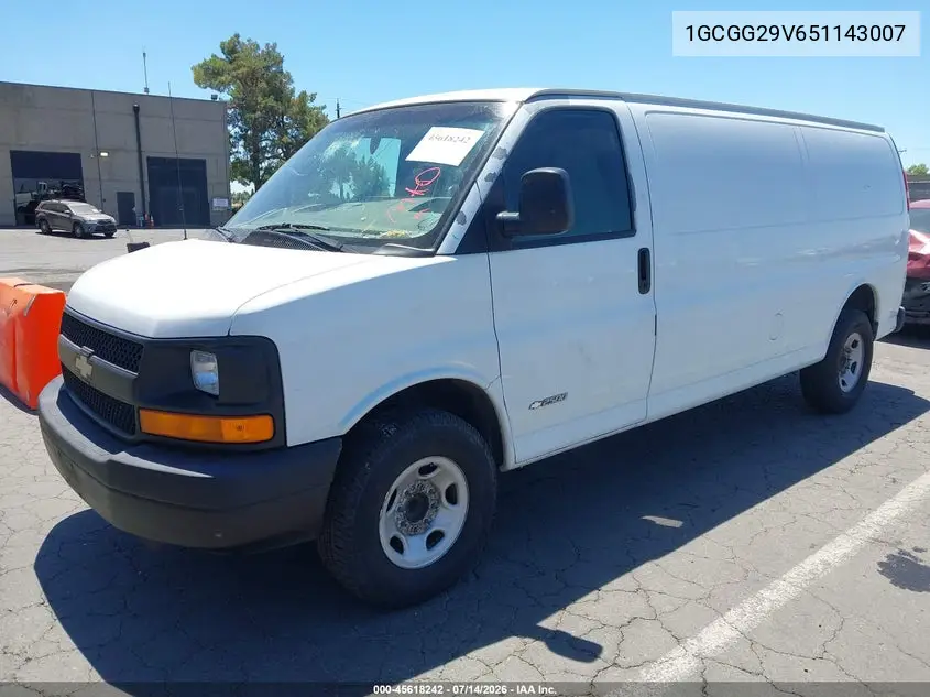 2005 Chevrolet Express Cargo Van VIN: 1GCGG29V651143007 Lot: 45618242