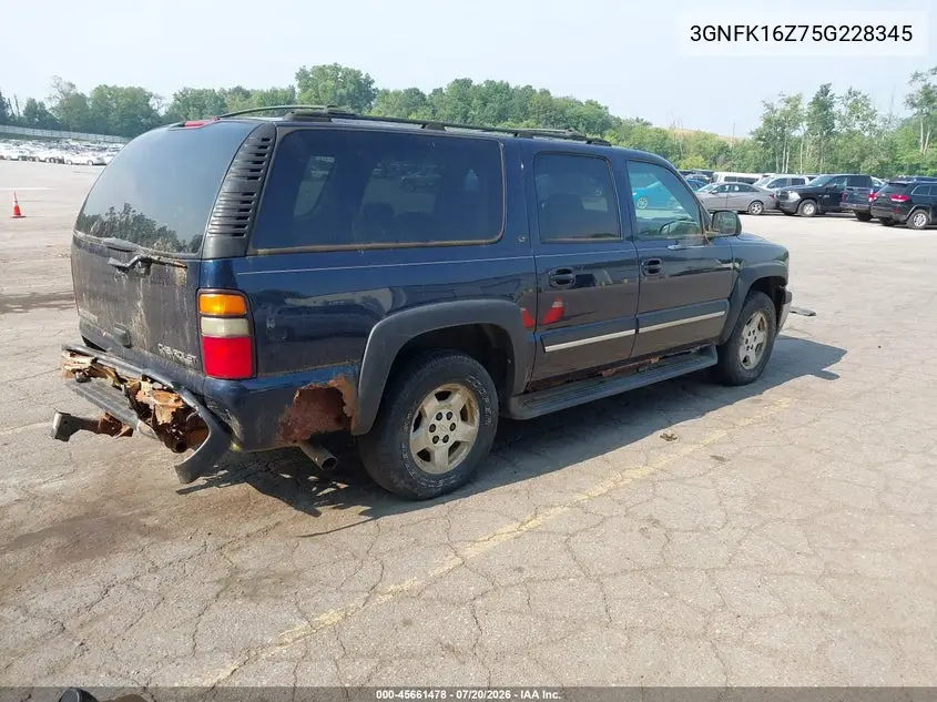 2005 Chevrolet Suburban 1500 Lt VIN: 3GNFK16Z75G228345 Lot: 45661478