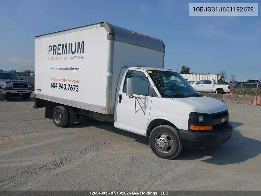 2006 Chevrolet Express Cutaway Work Van VIN: 1GBJG31U661192678 Lot: 12654903