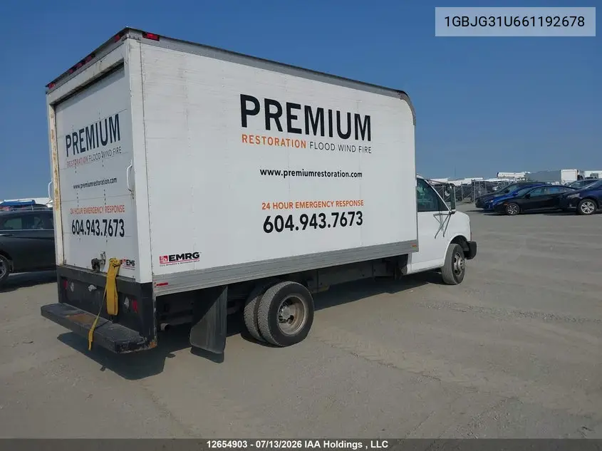 2006 Chevrolet Express Cutaway Work Van VIN: 1GBJG31U661192678 Lot: 12654903