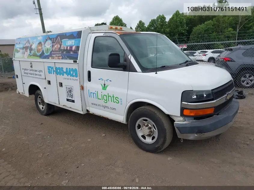 2006 Chevrolet Express Cutaway Work Van VIN: 1GBHG31U761151491 Lot: 45358386