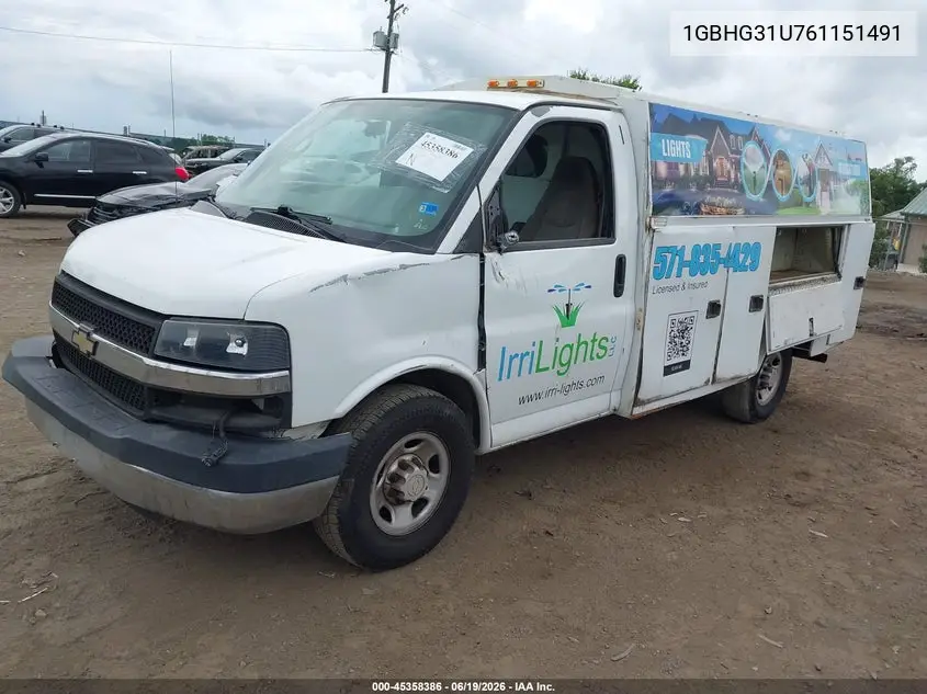 2006 Chevrolet Express Cutaway Work Van VIN: 1GBHG31U761151491 Lot: 45358386
