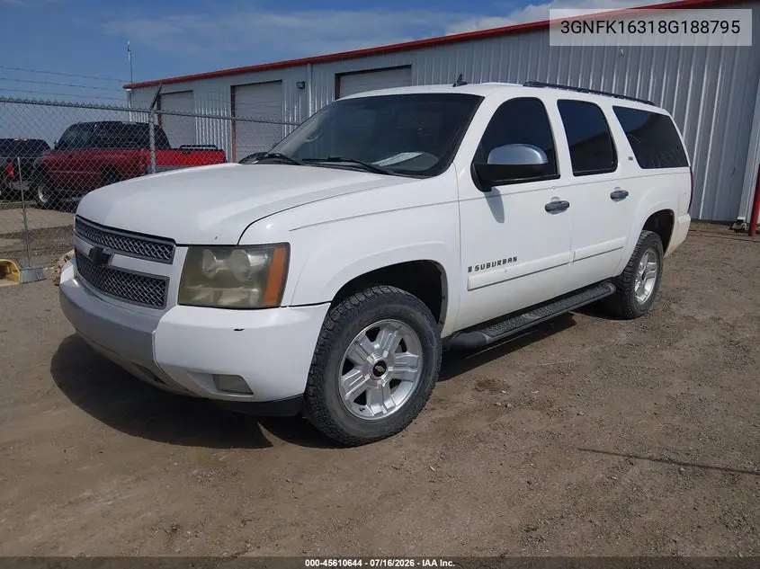 2008 Chevrolet Suburban 1500 Lt VIN: 3GNFK16318G188795 Lot: 45610644