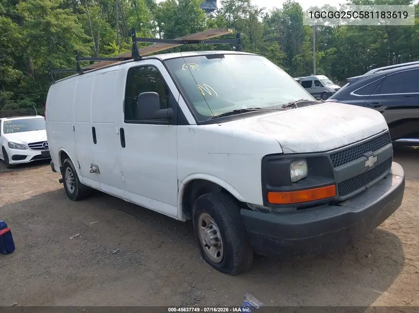 2008 Chevrolet Express Work Van VIN: 1GCGG25C581183619 Lot: 45637749