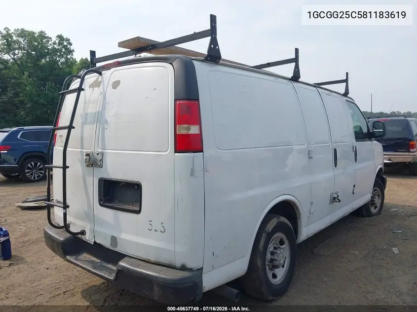 2008 Chevrolet Express Work Van VIN: 1GCGG25C581183619 Lot: 45637749
