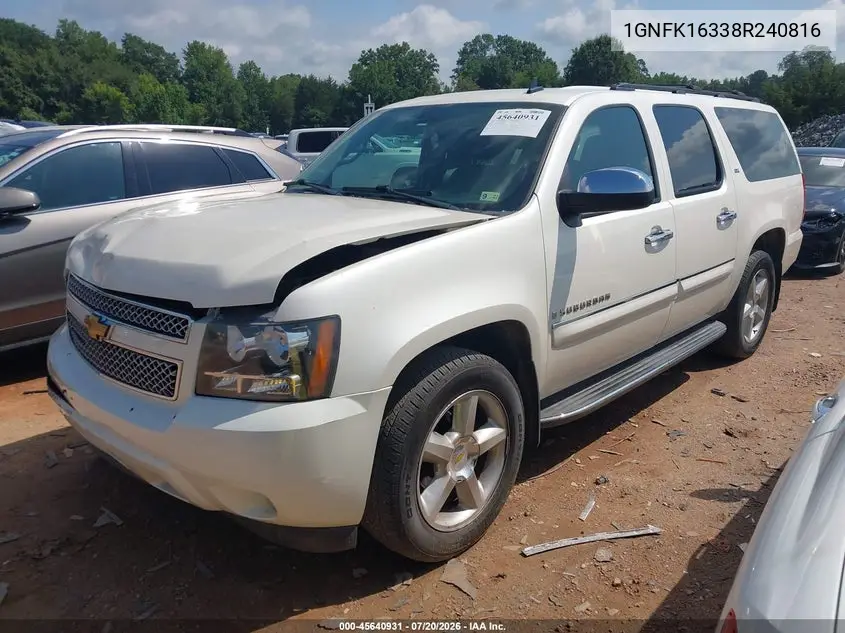 2008 Chevrolet Suburban 1500 Ltz VIN: 1GNFK16338R240816 Lot: 45640931