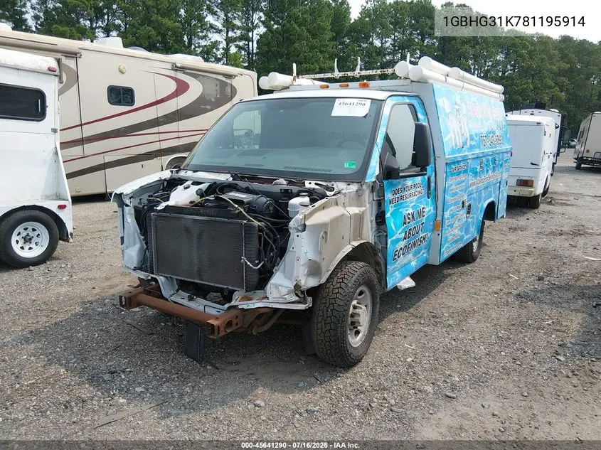 2008 Chevrolet Express Cutaway Work Van VIN: 1GBHG31K781195914 Lot: 45641290