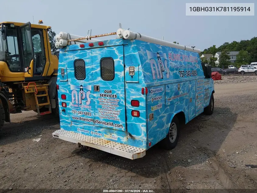 2008 Chevrolet Express Cutaway Work Van VIN: 1GBHG31K781195914 Lot: 45641290