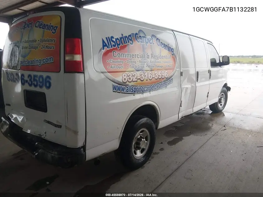 2011 Chevrolet Express 2500 Work Van VIN: 1GCWGGFA7B1132281 Lot: 45586970