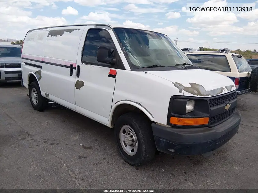 2011 Chevrolet Express 2500 Work Van VIN: 1GCWGFCA1B1113918 Lot: 45646548