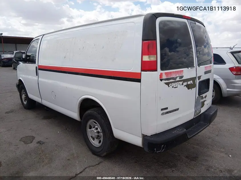 2011 Chevrolet Express 2500 Work Van VIN: 1GCWGFCA1B1113918 Lot: 45646548