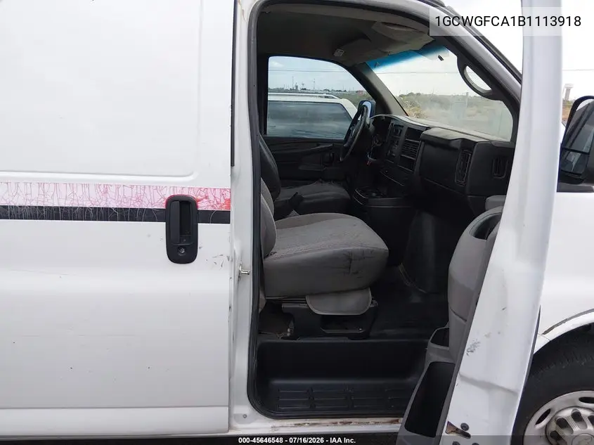 2011 Chevrolet Express 2500 Work Van VIN: 1GCWGFCA1B1113918 Lot: 45646548
