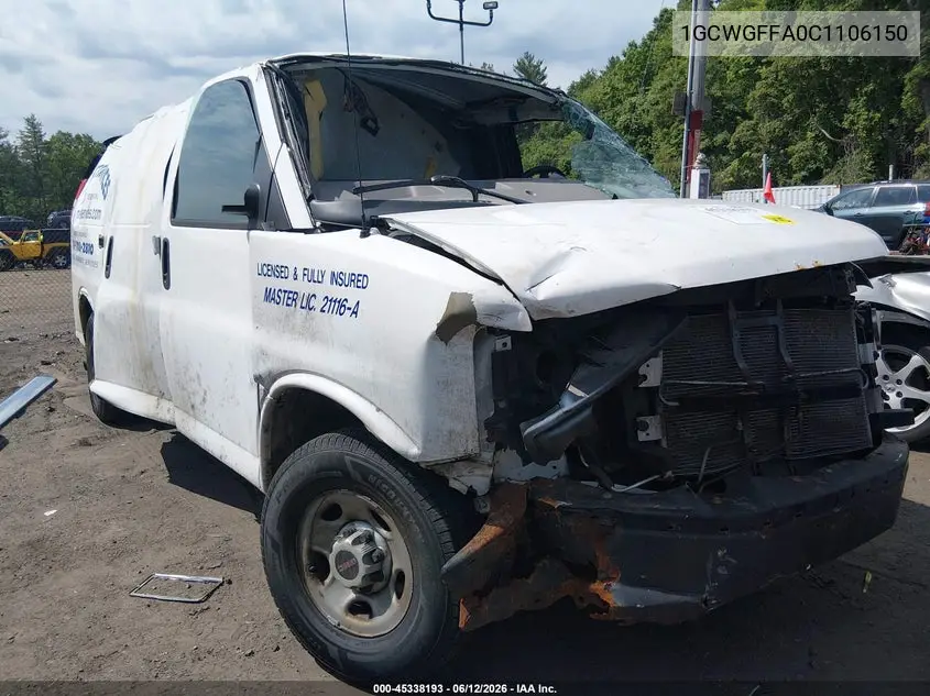 2012 Chevrolet Express 2500 Work Van VIN: 1GCWGFFA0C1106150 Lot: 45338193