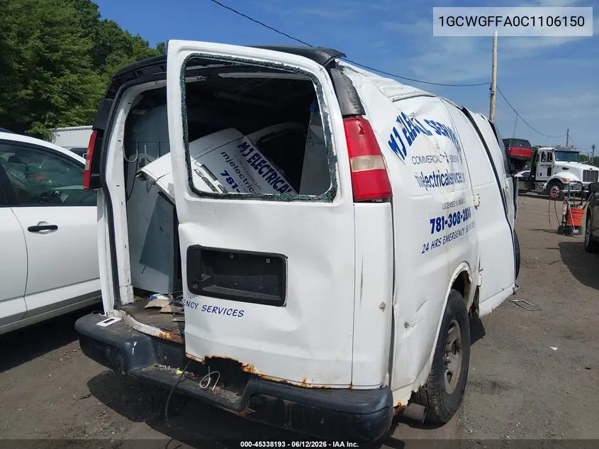 2012 Chevrolet Express 2500 Work Van VIN: 1GCWGFFA0C1106150 Lot: 45338193
