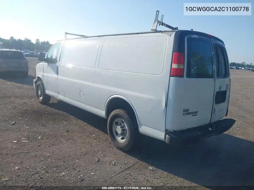 2012 Chevrolet Express 2500 Work Van VIN: 1GCWGGCA2C1100778 Lot: 45661778