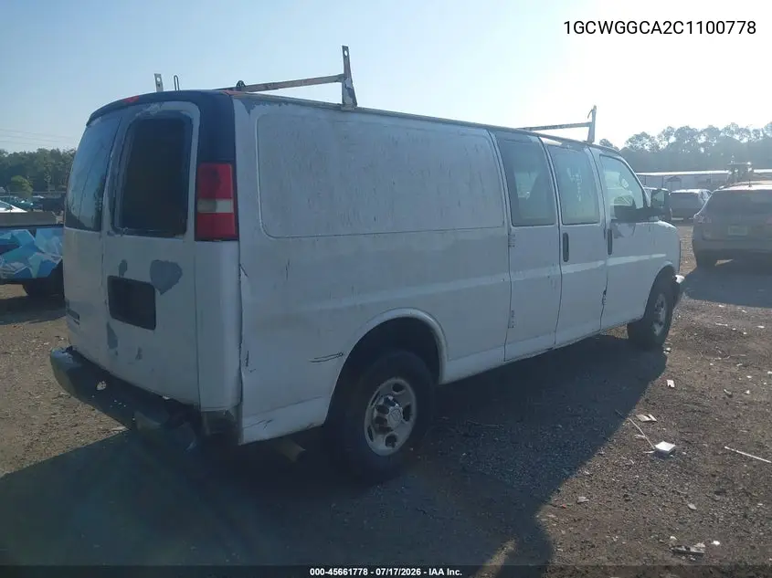 2012 Chevrolet Express 2500 Work Van VIN: 1GCWGGCA2C1100778 Lot: 45661778