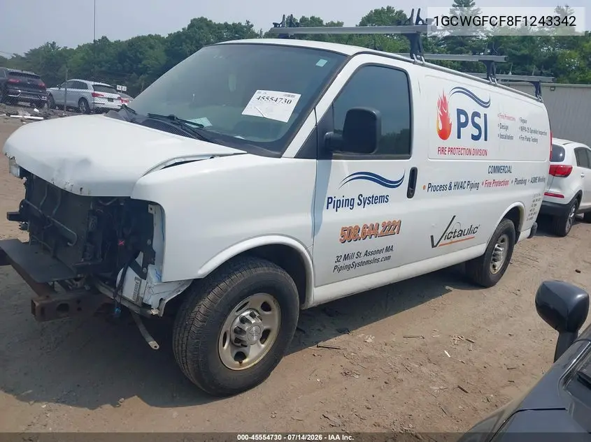 2015 Chevrolet Express 2500 Work Van VIN: 1GCWGFCF8F1243342 Lot: 45554730