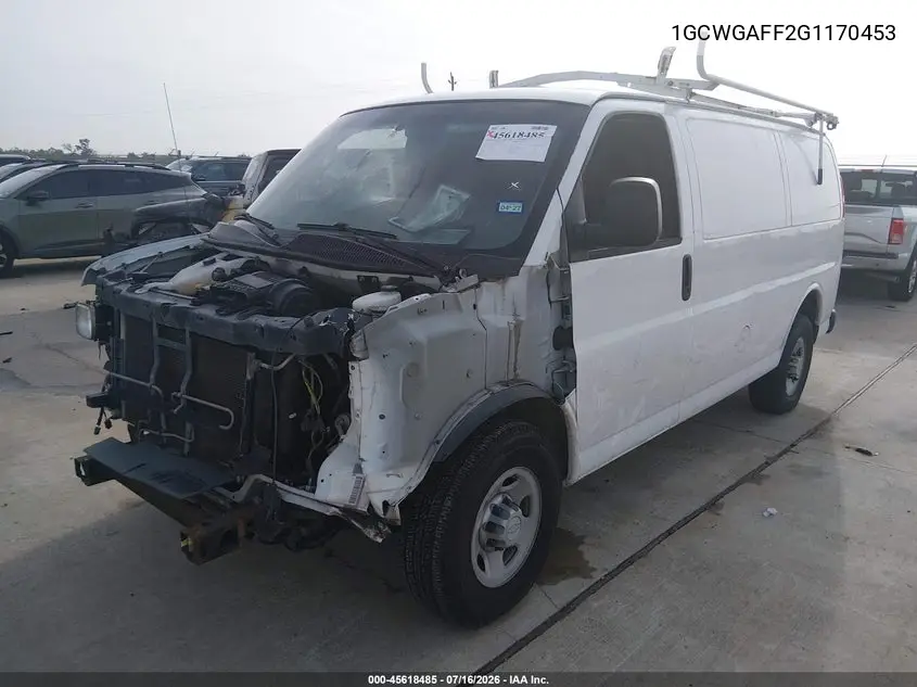 2016 Chevrolet Express 2500 Work Van VIN: 1GCWGAFF2G1170453 Lot: 45618485