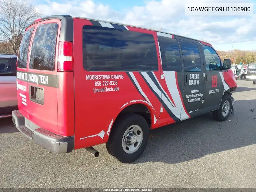 1GAWGFFG9H1136980 2017 Chevrolet Express 2500 Lt